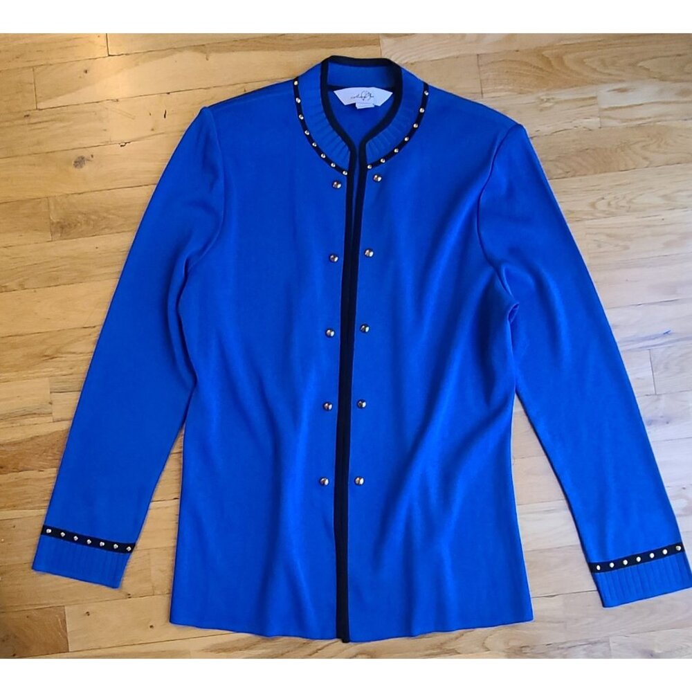 🆕️Ming Wang Knit Sweater Cardigan Jacket Size M Studded Quiet Luxury Old Money